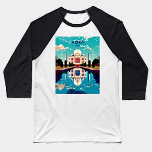 Agra India Vintage Taj Mahal Travel and Tourism Advertising Print Baseball T-Shirt